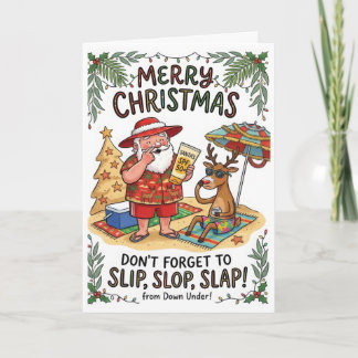 Funny Australian Christmas – Slip Slop Slap Card