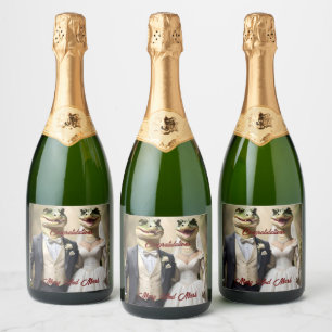 Funny Australian Crocodile Wedding, Sparkling Wine Label