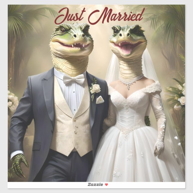 Funny Australian Crocodile Wedding, Sticker (Sheet)
