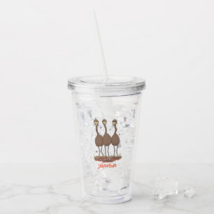 Funny Australian emu trio cartoon illustration Acrylic Tumbler