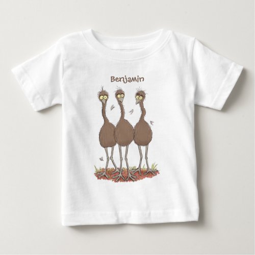 Funny Australian emu trio cartoon illustration Baby T_Shirt
