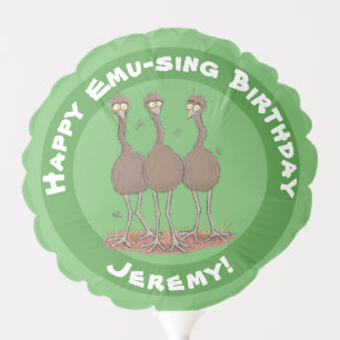 Funny Australian emu trio cartoon illustration Balloon