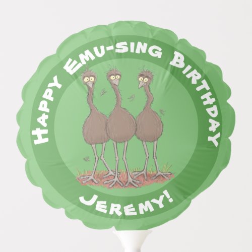 Funny Australian emu trio cartoon illustration Balloon