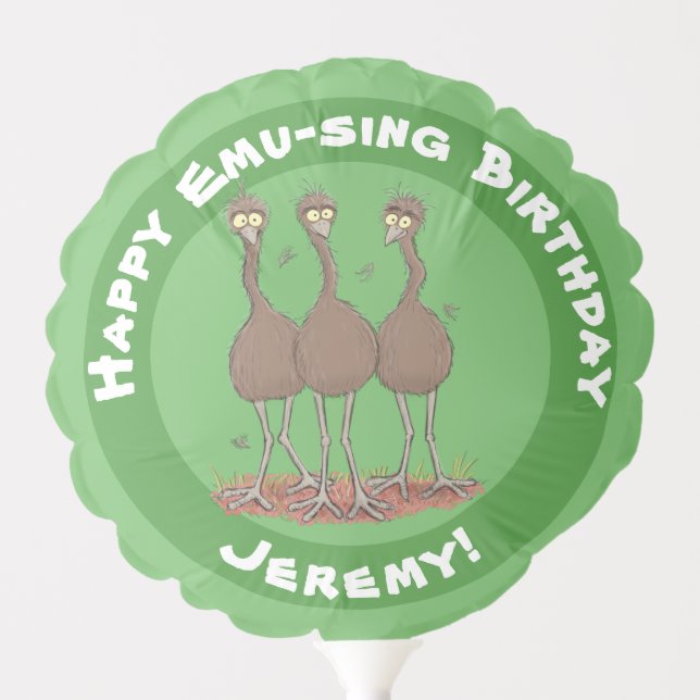 Funny Australian emu trio cartoon illustration Balloon (Front)