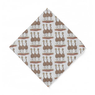 Funny Australian emu trio cartoon illustration  Bandana
