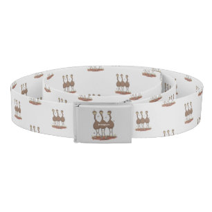 Funny Australian emu trio cartoon illustration Belt