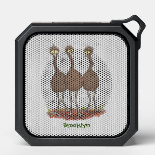 Funny Australian emu trio cartoon illustration Bluetooth Speaker