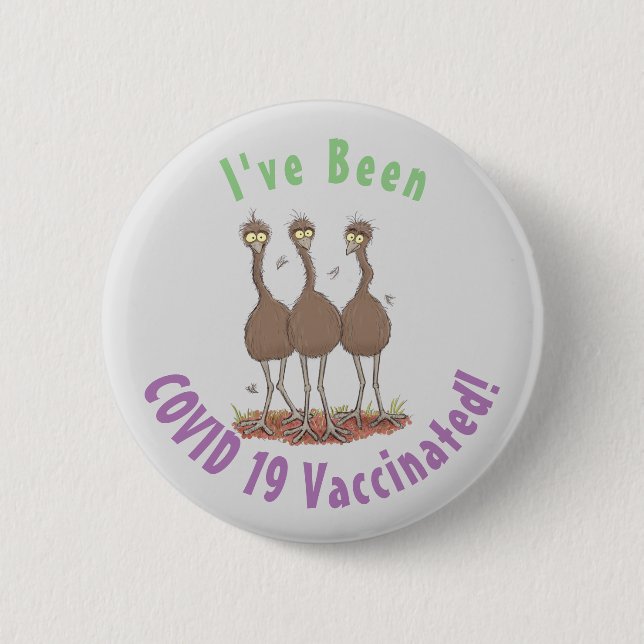 Funny Australian emu trio cartoon illustration Button (Front)