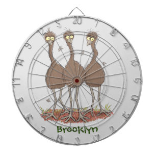 Funny Australian emu trio cartoon illustration Dart Board