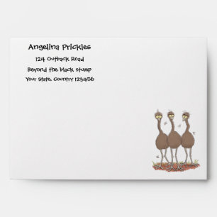 Funny Australian emu trio cartoon illustration Envelope