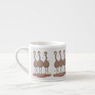 Funny Australian emu trio cartoon illustration Espresso Cup