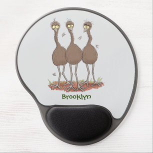 Funny Australian emu trio cartoon illustration Gel Mouse Pad