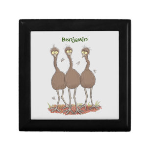 Funny Australian emu trio cartoon illustration Gift Box