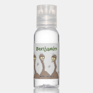 Funny Australian emu trio cartoon illustration Hand Sanitizer