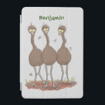 Funny Australian emu trio cartoon illustration iPad Mini Cover<br><div class="desc">Funny greetings from the Australian outback featuring 3 happy emus drawn in cute cartoon style. Say G'day mate!</div>