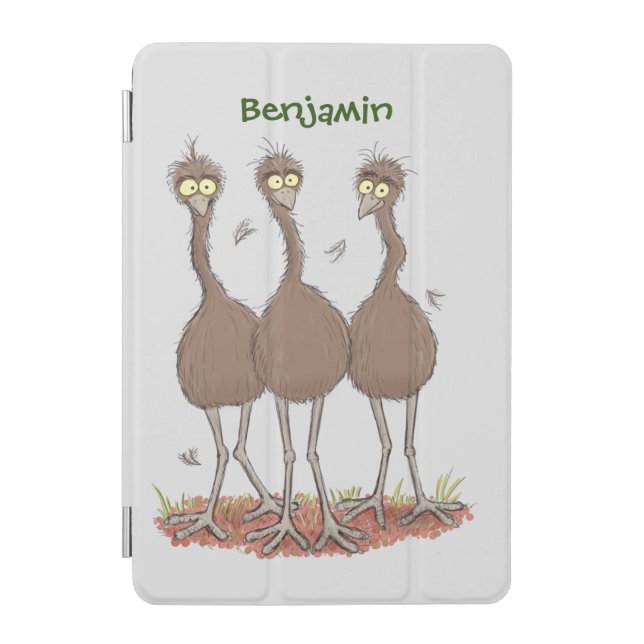 Funny Australian emu trio cartoon illustration iPad Mini Cover (Front)