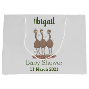 Funny Australian emu trio cartoon illustration Large Gift Bag