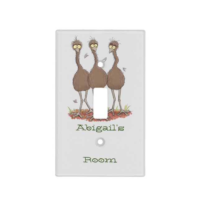 Funny Australian emu trio cartoon illustration Light Switch Cover (Front)