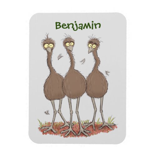 Funny Australian emu trio cartoon illustration Magnet