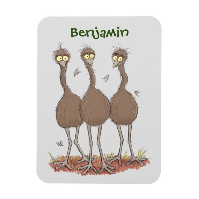 Funny Australian emu trio cartoon illustration Magnet (Vertical)