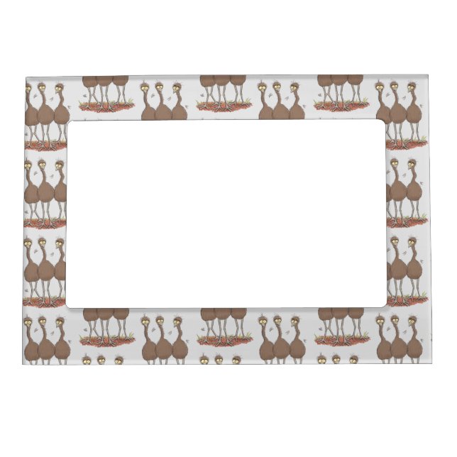Funny Australian emu trio cartoon illustration Magnetic Frame (Front)