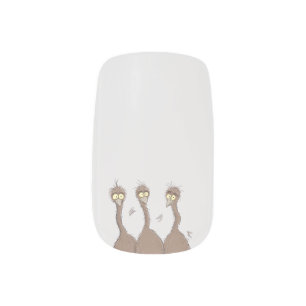 Funny Australian emu trio cartoon illustration Minx Nail Art