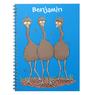 Funny Australian emu trio cartoon illustration Notebook