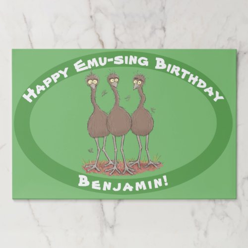 Funny Australian emu trio cartoon illustration Paper Pad