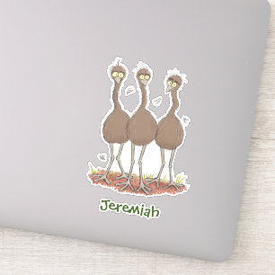 Funny Australian emu trio cartoon illustration Sticker
