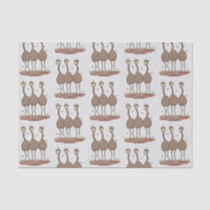 Funny Australian emu trio cartoon illustration Tissue Paper