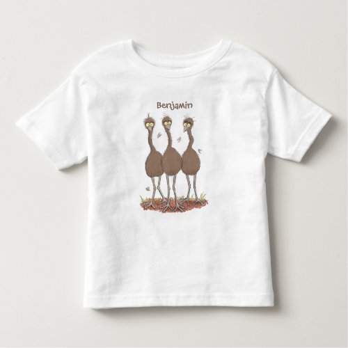 Funny Australian emu trio cartoon illustration Toddler T_shirt