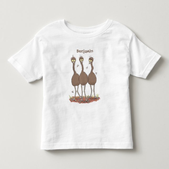 Funny Australian emu trio cartoon illustration Toddler T-shirt (Front)