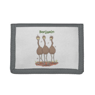 Funny Australian emu trio cartoon illustration Tri-fold Wallet