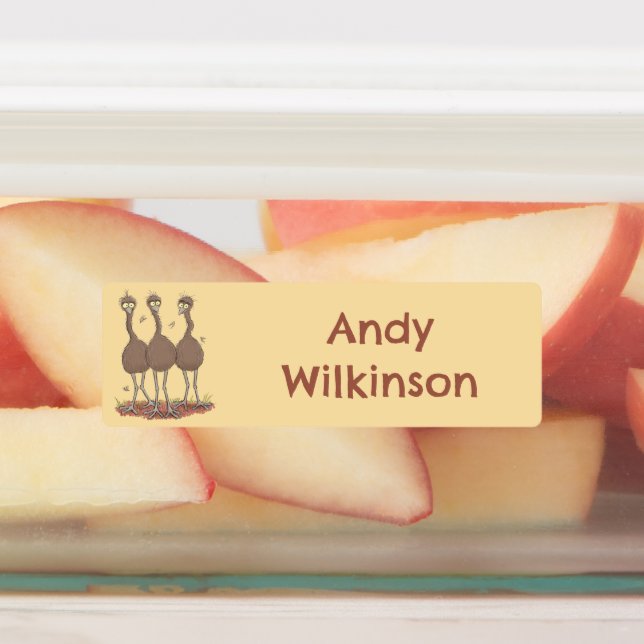 Funny Australian emu trio cartoon personalized  Labels (Affixed)