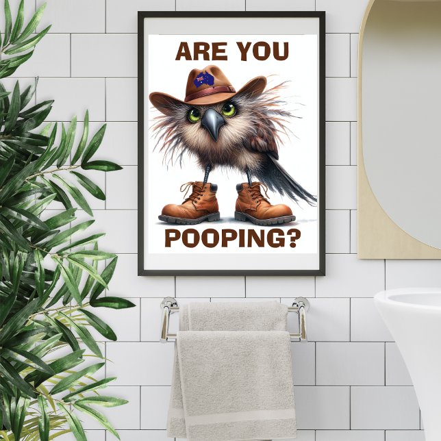 Funny Australian Kookaburra Neutral  Earthy Toilet Poster (Creator Uploaded)