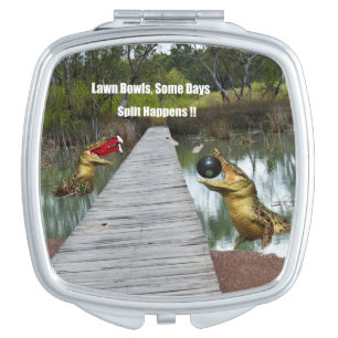 Funny Australian Lawn Bowls Design, Compact Mirror