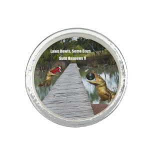 Funny Australian Lawn Bowls Design, Costume Ring