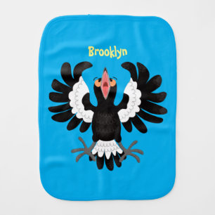 Funny Australian magpie cartoon illustration Baby Burp Cloth