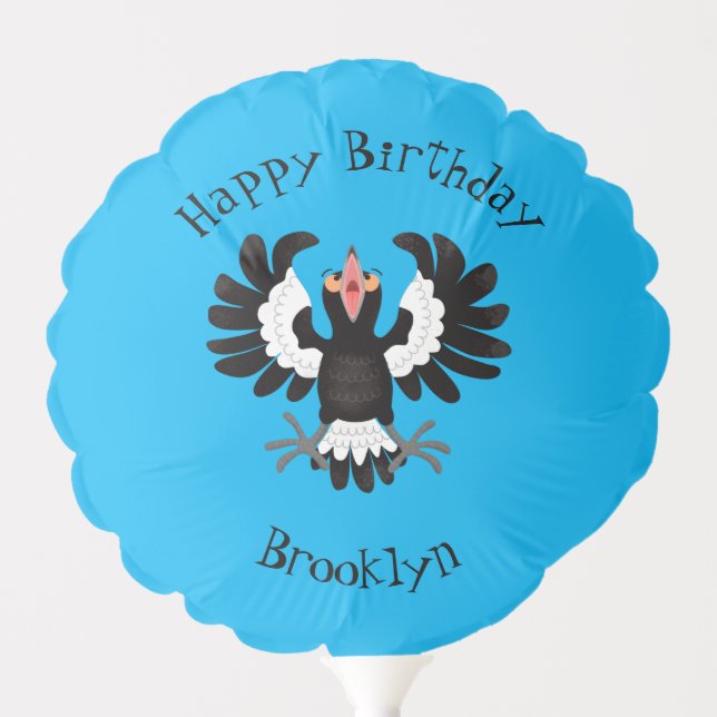 Funny Australian magpie cartoon illustration Balloon (Front)