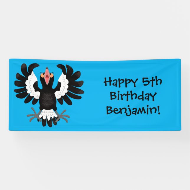 Funny Australian magpie cartoon illustration Banner (Horizontal)