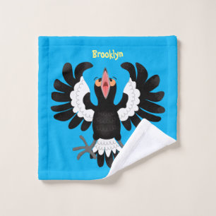 Funny Australian magpie cartoon illustration Bath Towel Set