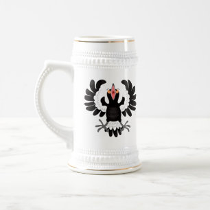Funny Australian magpie cartoon illustration Beer Stein