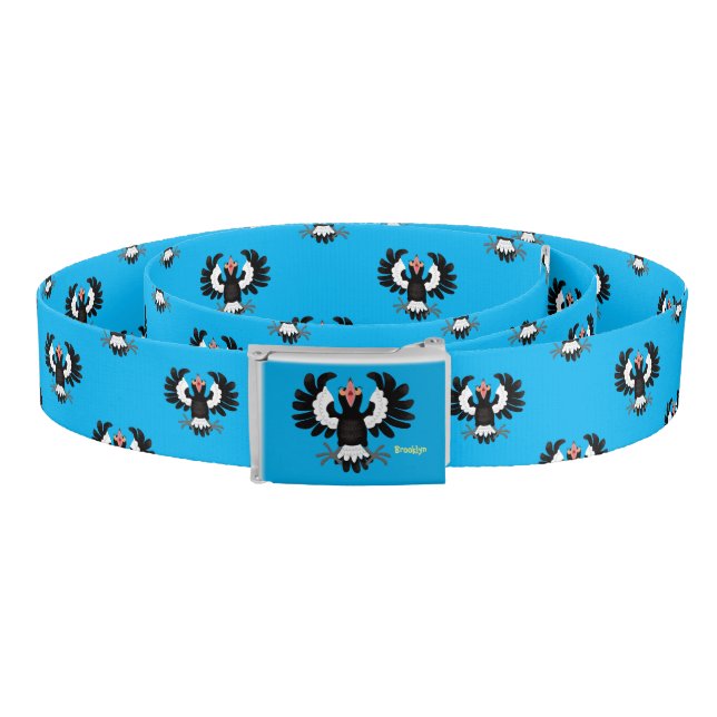 Funny Australian magpie cartoon illustration Belt (Coil)
