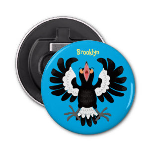 Funny Australian magpie cartoon illustration Bottle Opener