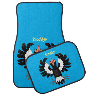 Funny Australian magpie cartoon illustration Car Floor Mat