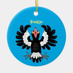 Funny Australian magpie cartoon illustration Ceramic Ornament