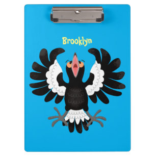 Funny Australian magpie cartoon illustration Clipboard