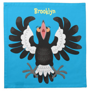 Funny Australian magpie cartoon illustration Cloth Napkin
