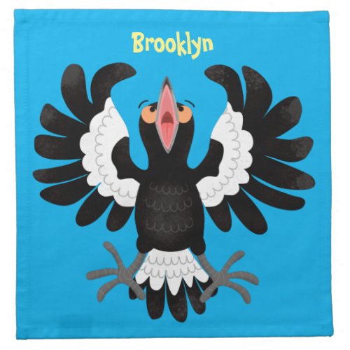 Funny Australian magpie cartoon illustration  Cloth Napkin