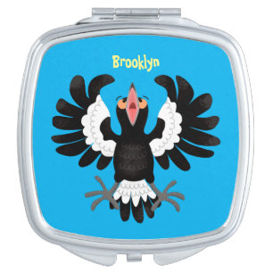 Funny Australian magpie cartoon illustration Compact Mirror